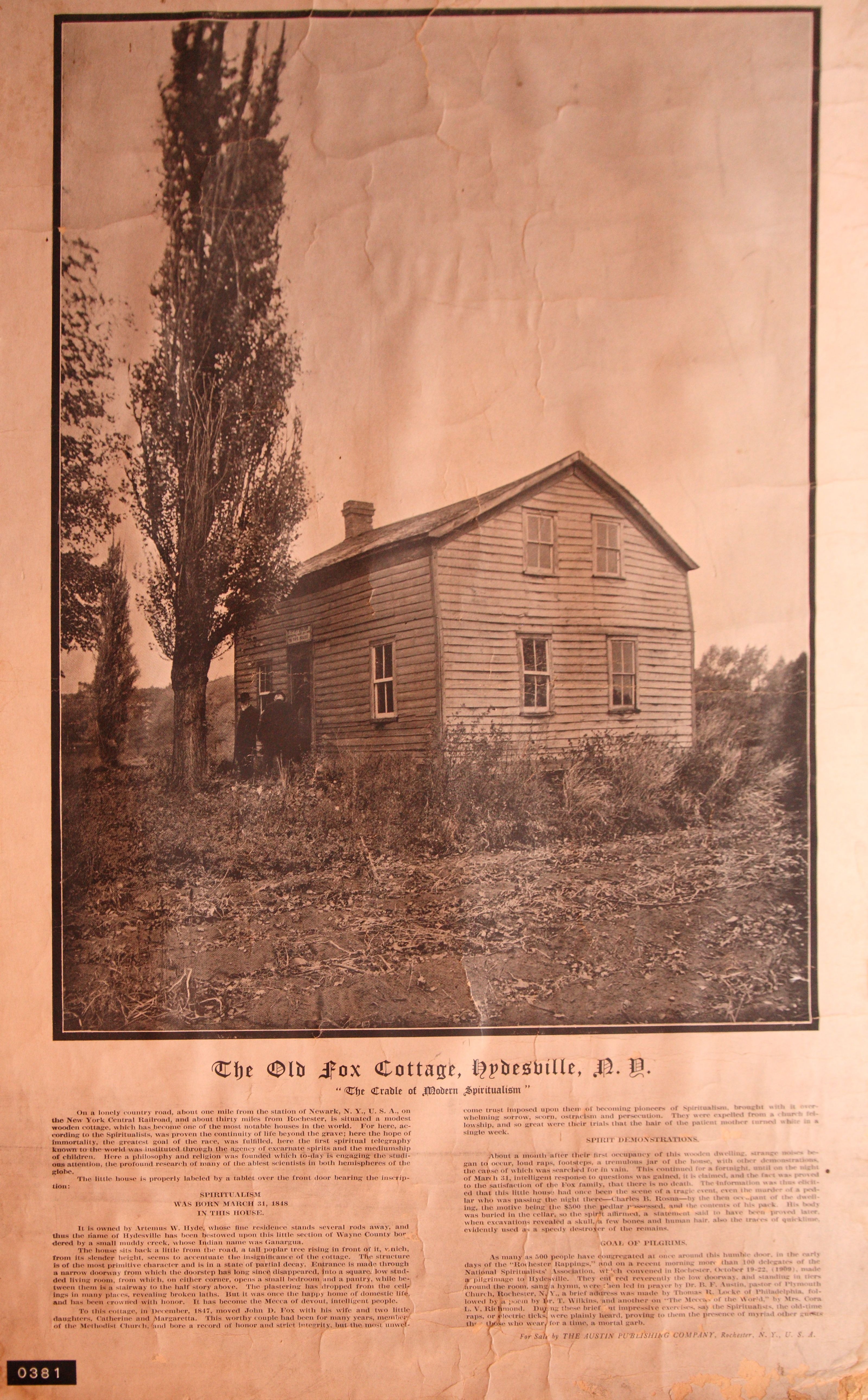 The Old Fox Cottage, Hydesville, NY, "The cradle of modern Spiritualism", photographed before 1916