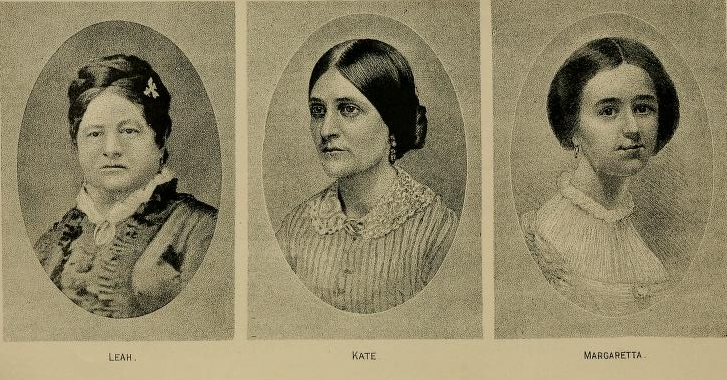 Engraved portrait of the three Fox sisters