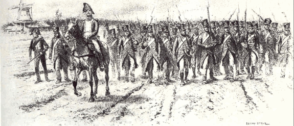 Generic illustration of marching soldiers, not from the event