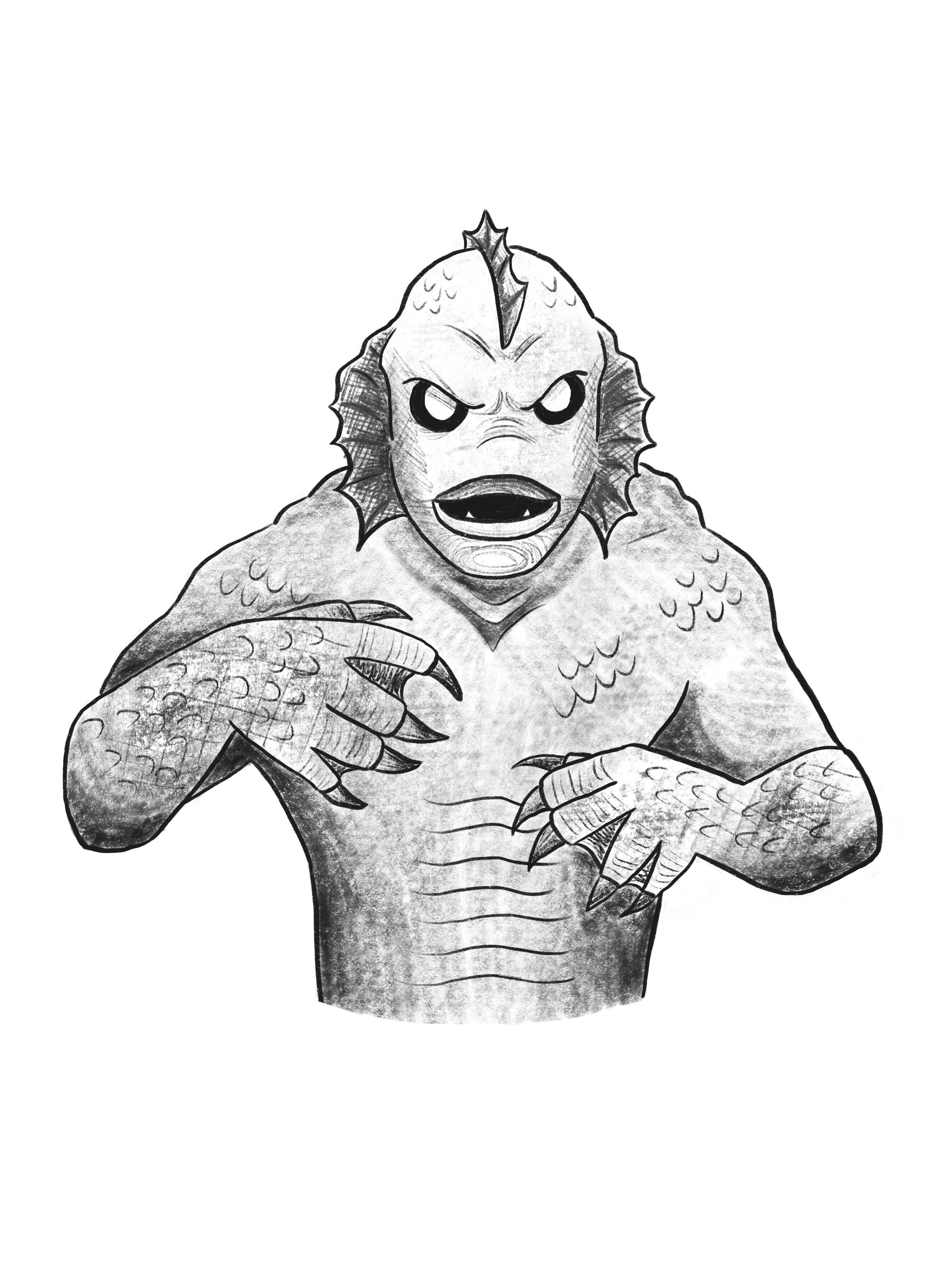 Modern illustration of the Thetis Lake Monster (2021)