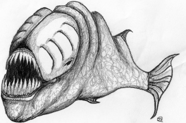 Artwork of a lake creature, not of the 1929 event
