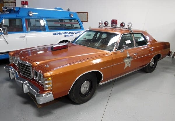 The 1977 Ford LTD "UFO car" on display at the museum in Warren, around 2015.