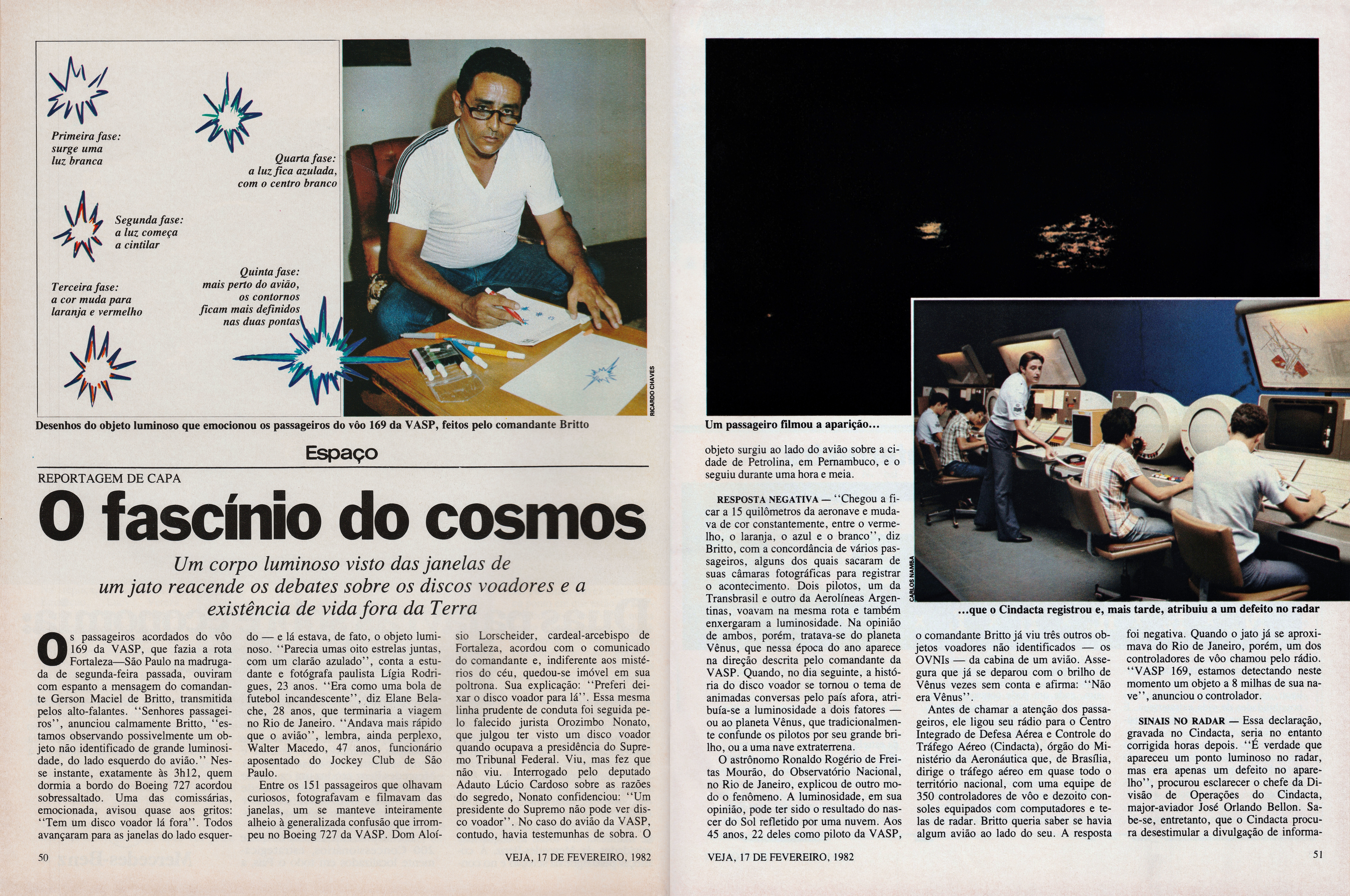 Veja no. 702, 17 February 1982, pages 50 and 51, with Captain Britto's drawings of the object