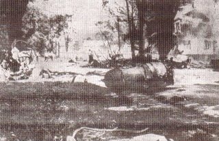 The F-94C's jet engine on the ground at Walesville after the crash.
