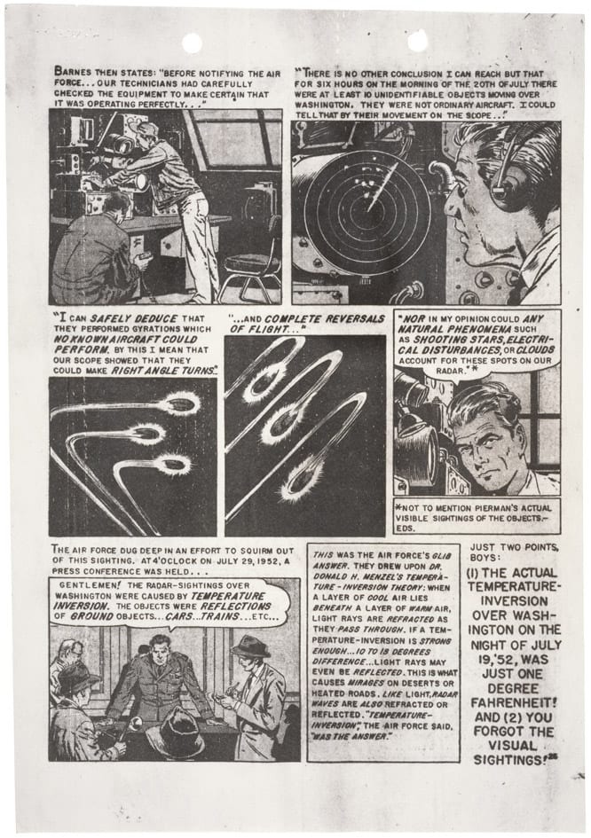 "Saucers over Washington" Blue Book document, second panel