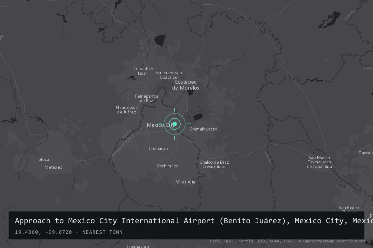 Where it happened: Approach to Mexico City International Airport (Benito Juárez), Mexico City, Mexico