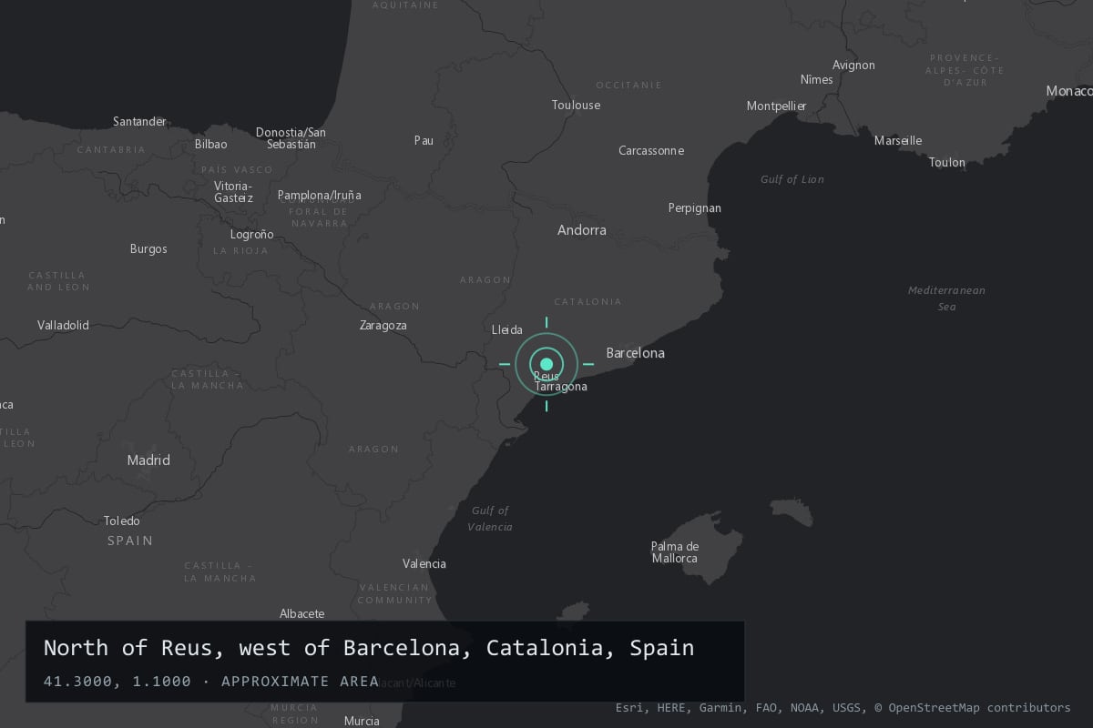Where it happened: North of Reus, west of Barcelona, Catalonia, Spain