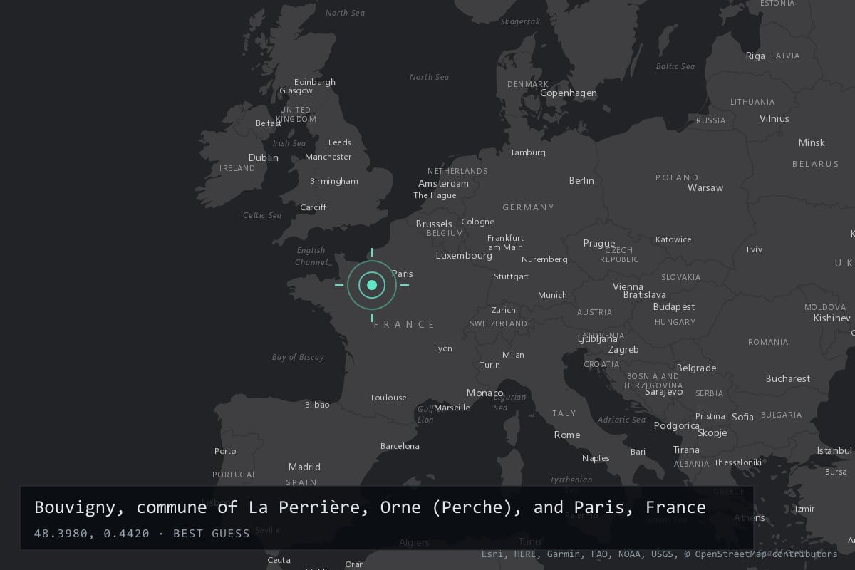 Where it happened: Bouvigny, commune of La Perrière, Orne (Perche), and Paris, France