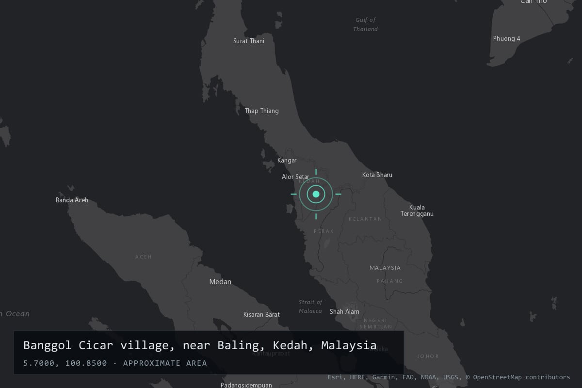 Where it happened: Banggol Cicar village, near Baling, Kedah, Malaysia