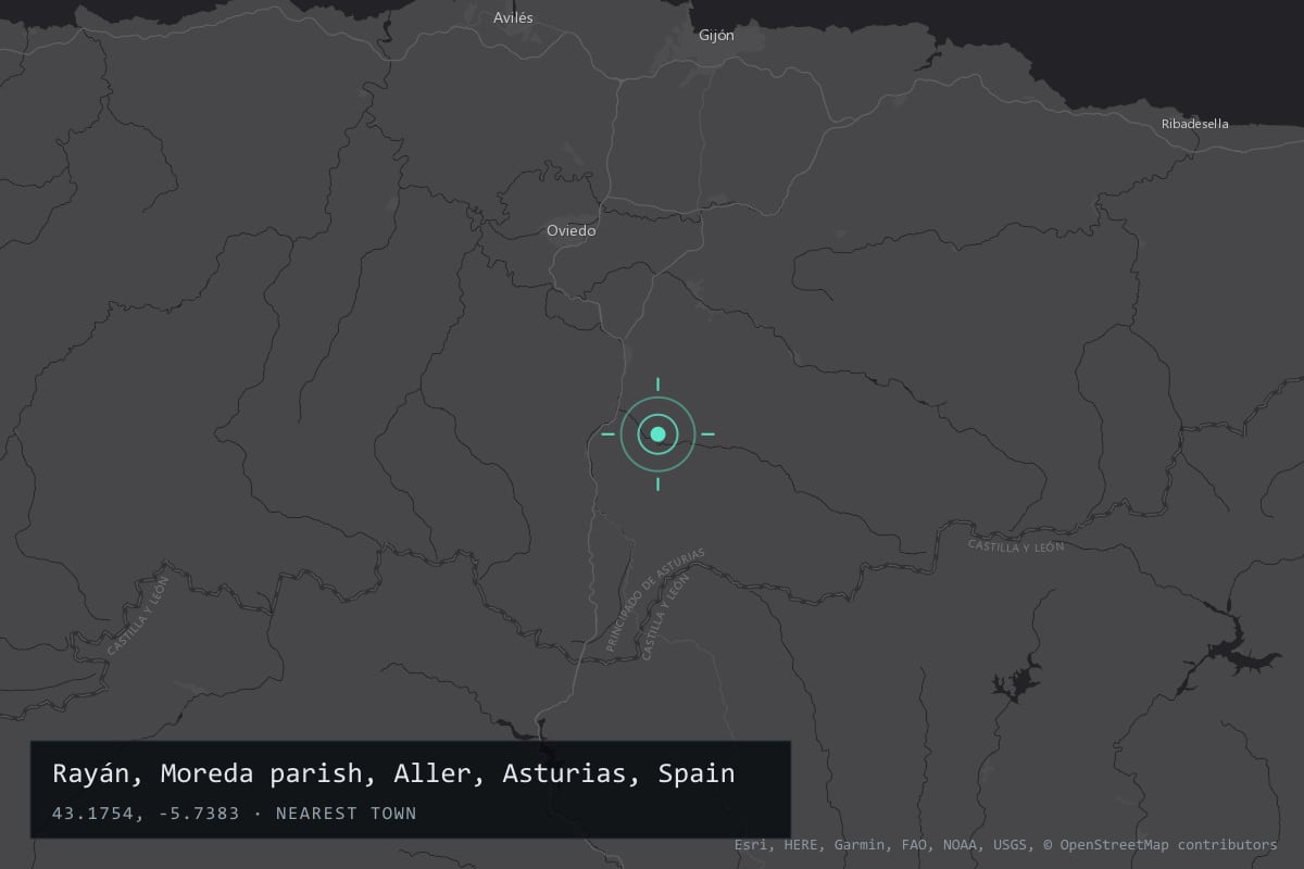 Where it happened: Rayán, Moreda parish, Aller, Asturias, Spain