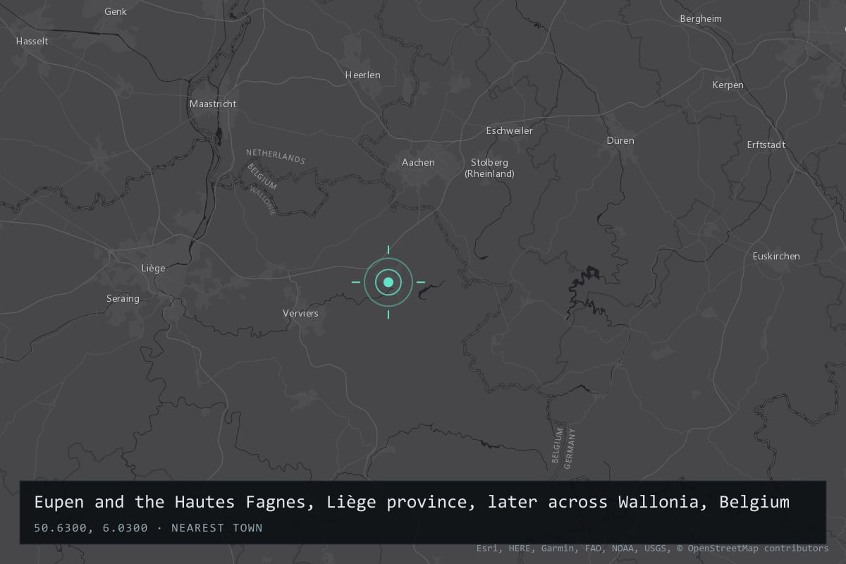 Where it happened: Eupen and the Hautes Fagnes, Liège province, later across Wallonia, Belgium