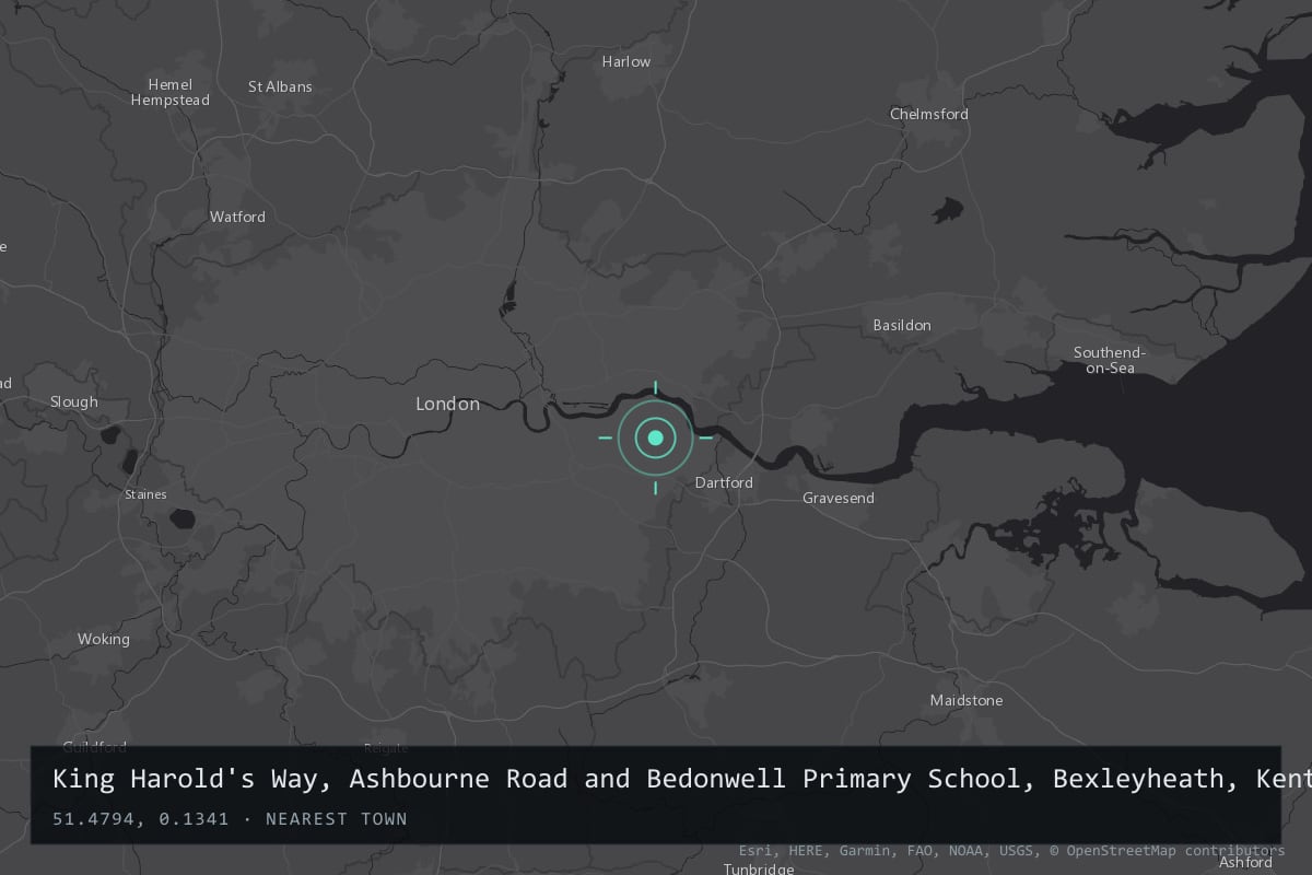 Where it happened: King Harold's Way, Ashbourne Road and Bedonwell Primary School, Bexleyheath, Kent (now London Borough of Bexley), United Kingdom