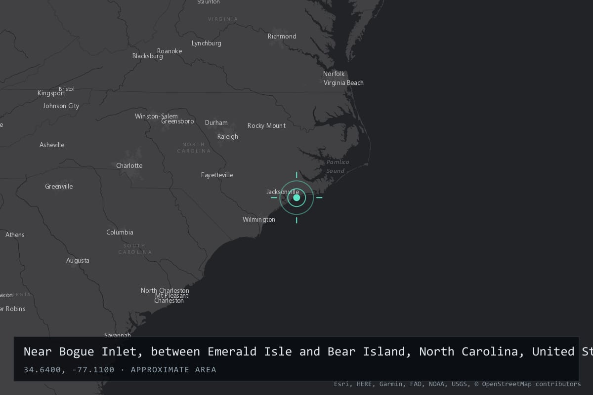 Where it happened: Near Bogue Inlet, between Emerald Isle and Bear Island, North Carolina, United States