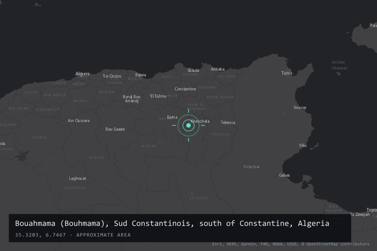 Where it happened: Bouahmama (Bouhmama), Sud Constantinois, south of Constantine, Algeria