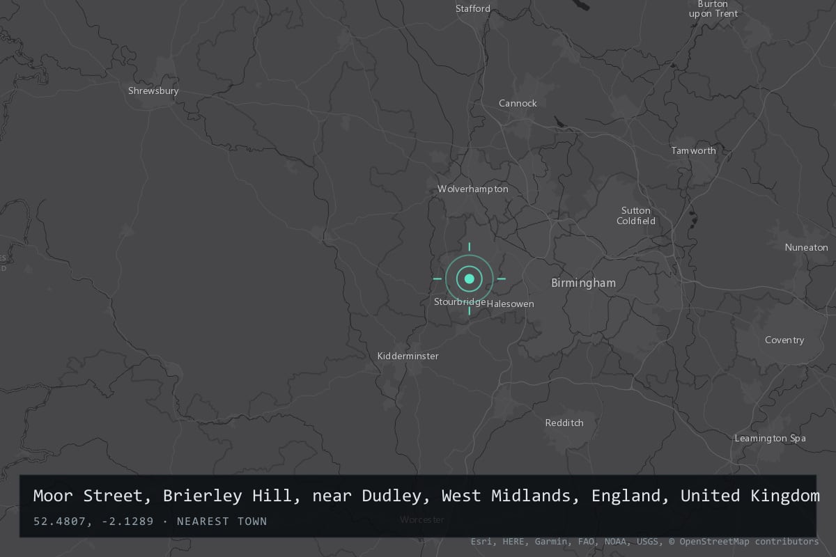 Where it happened: Moor Street, Brierley Hill, near Dudley, West Midlands, England, United Kingdom