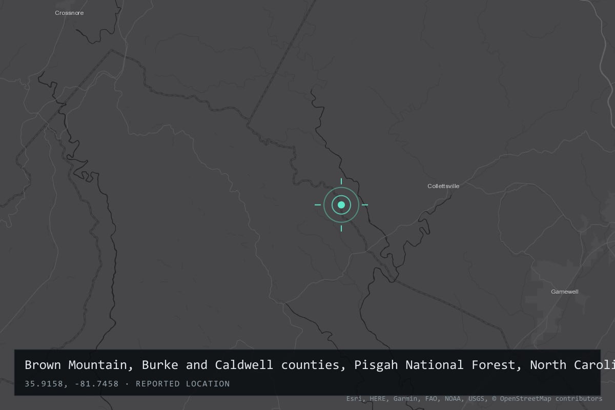 Where it happened: Brown Mountain, Burke and Caldwell counties, Pisgah National Forest, North Carolina, United States