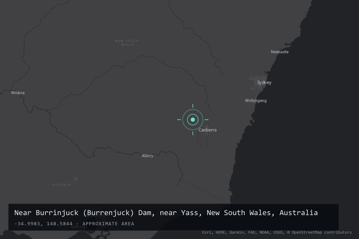 Where it happened: Near Burrinjuck (Burrenjuck) Dam, near Yass, New South Wales, Australia