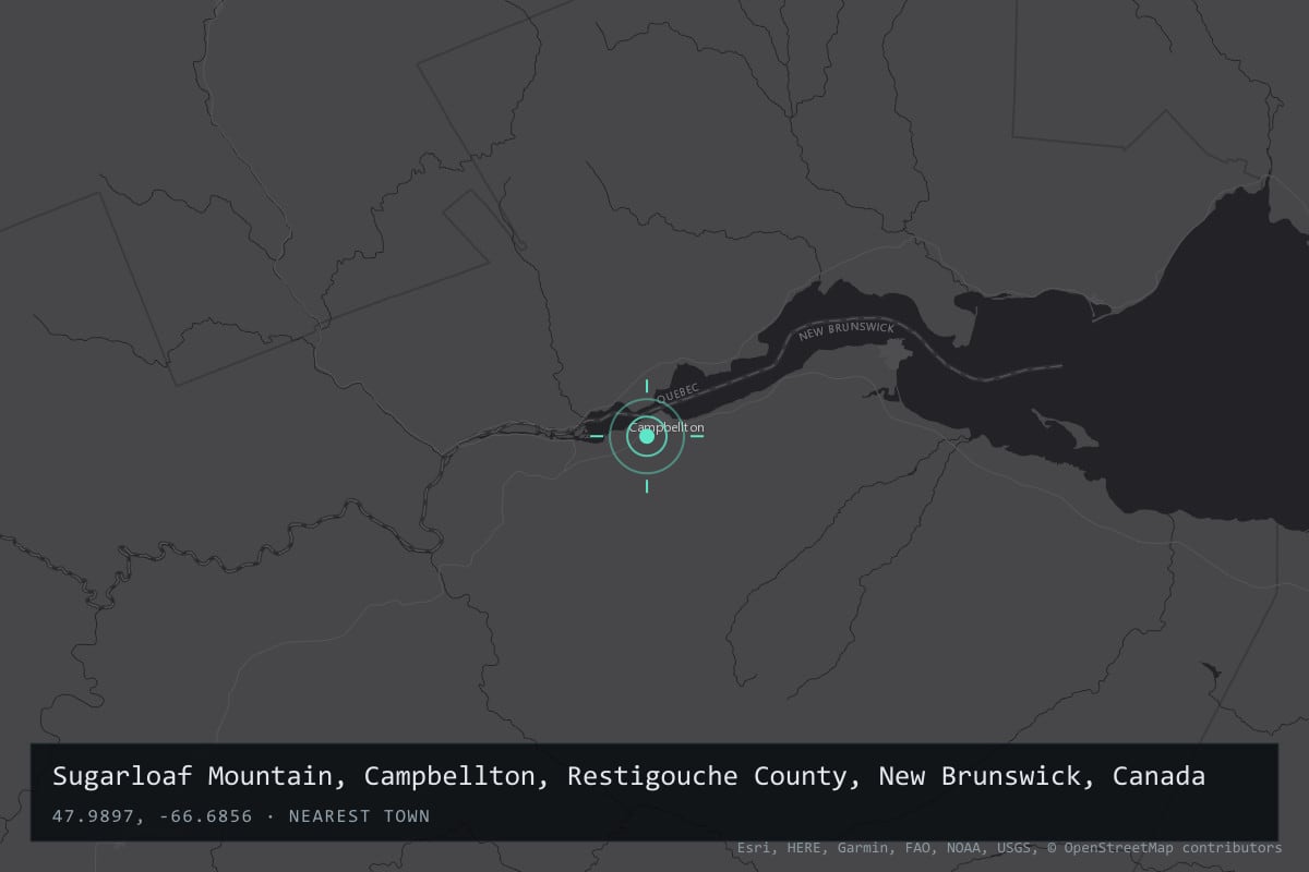 Where it happened: Sugarloaf Mountain, Campbellton, Restigouche County, New Brunswick, Canada