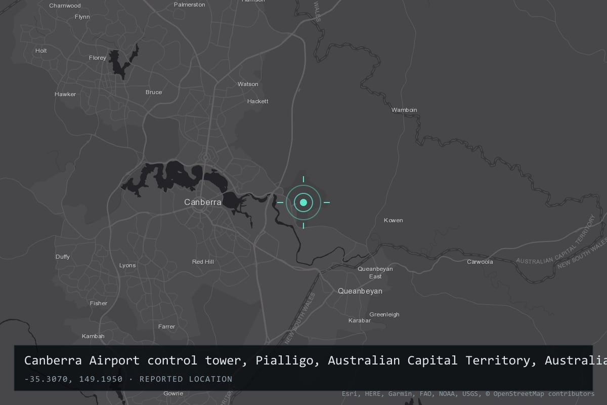 Where it happened: Canberra Airport control tower, Pialligo, Australian Capital Territory, Australia