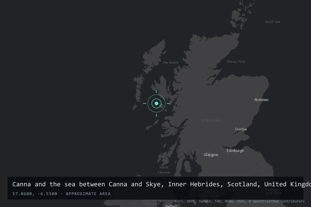 Where it happened: Canna and the sea between Canna and Skye, Inner Hebrides, Scotland, United Kingdom