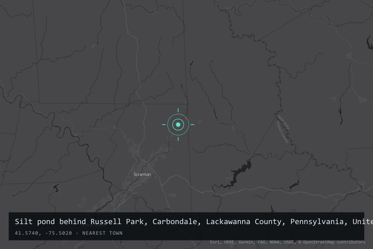 Where it happened: Silt pond behind Russell Park, Carbondale, Lackawanna County, Pennsylvania, United States
