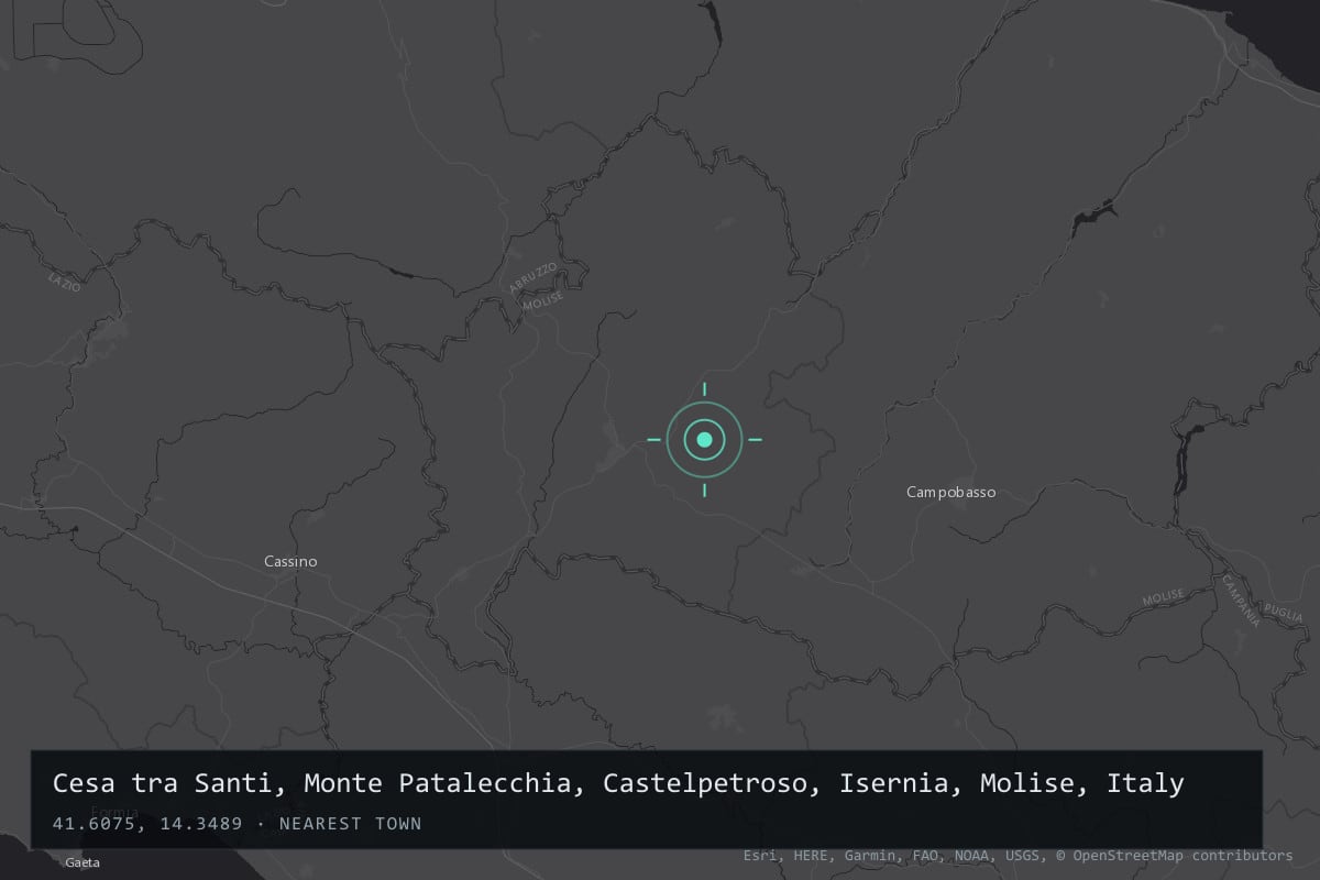 Where it happened: Cesa tra Santi, Monte Patalecchia, Castelpetroso, Isernia, Molise, Italy
