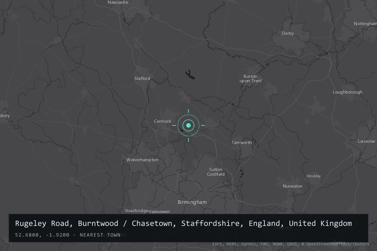 Where it happened: Rugeley Road, Burntwood / Chasetown, Staffordshire, England, United Kingdom