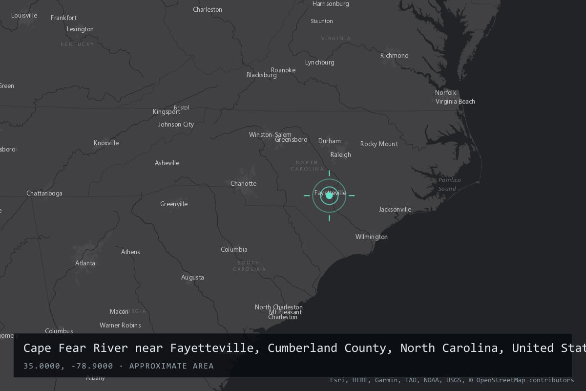 Where it happened: Cape Fear River near Fayetteville, Cumberland County, North Carolina, United States