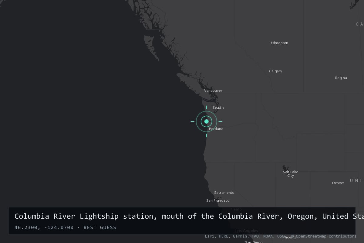 Where it happened: Columbia River Lightship station, mouth of the Columbia River, Oregon, United States