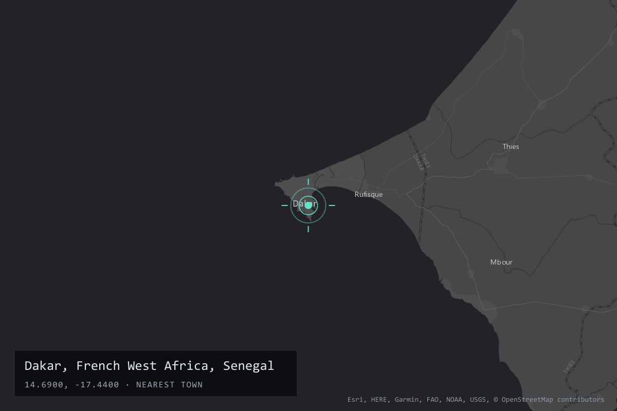 Where it happened: Dakar, French West Africa, Senegal