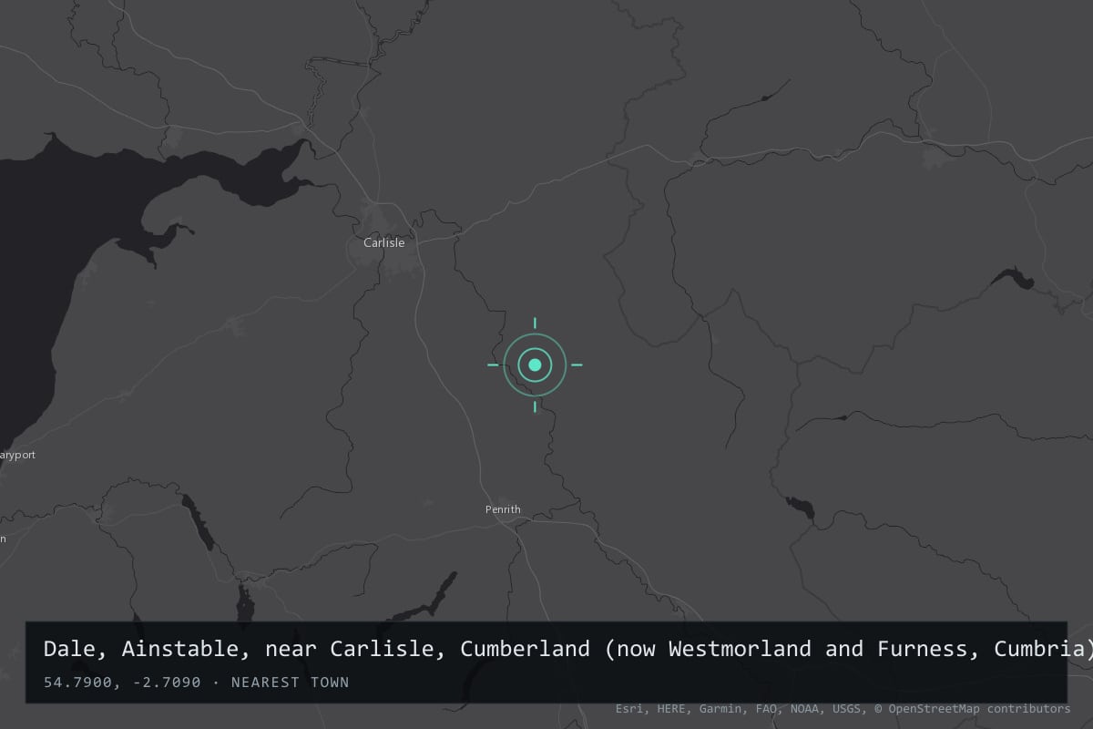 Where it happened: Dale, Ainstable, near Carlisle, Cumberland (now Westmorland and Furness, Cumbria), United Kingdom