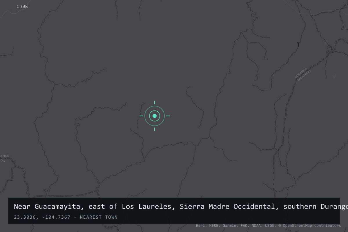 Where it happened: Near Guacamayita, east of Los Laureles, Sierra Madre Occidental, southern Durango, Mexico