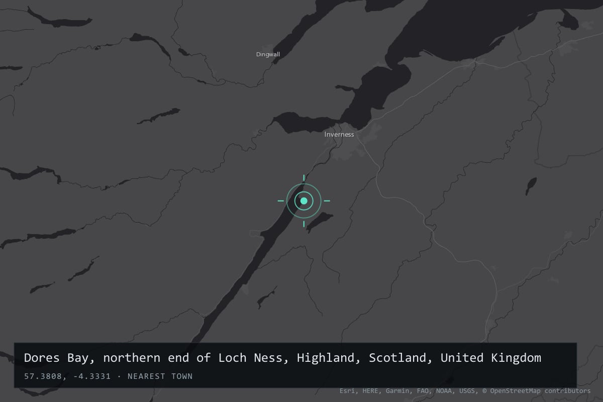 Where it happened: Dores Bay, northern end of Loch Ness, Highland, Scotland, United Kingdom