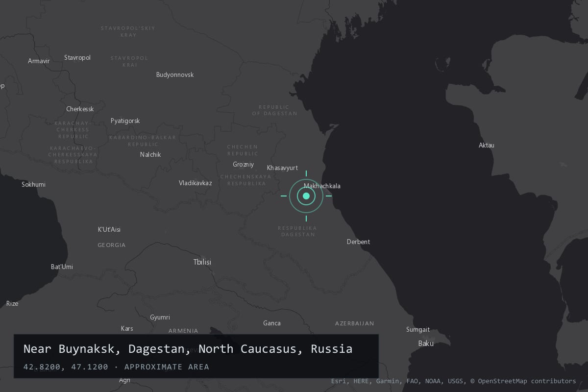 Where it happened: Near Buynaksk, Dagestan, North Caucasus, Russia