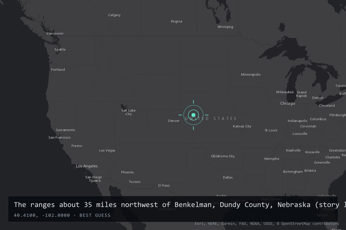 Where it happened: The ranges about 35 miles northwest of Benkelman, Dundy County, Nebraska (story location), United States