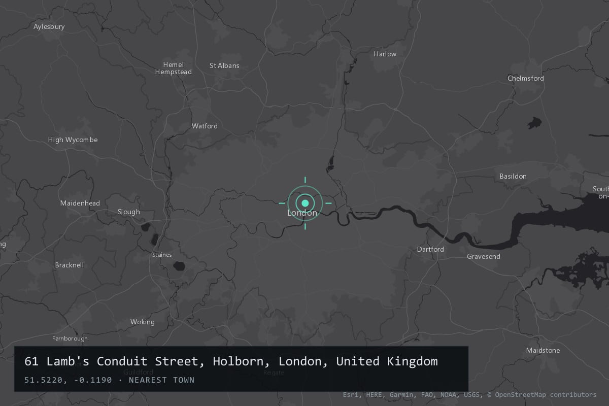 Where it happened: 61 Lamb's Conduit Street, Holborn, London, United Kingdom