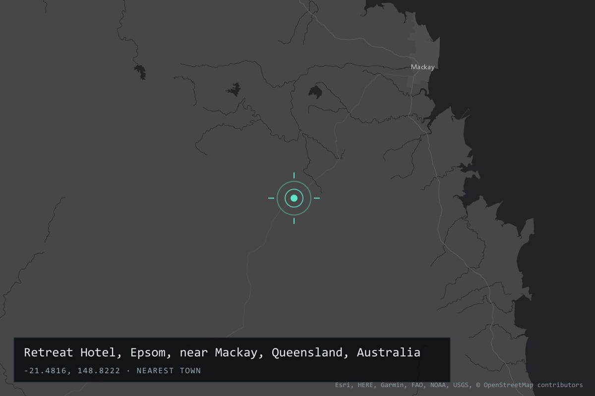 Where it happened: Retreat Hotel, Epsom, near Mackay, Queensland, Australia