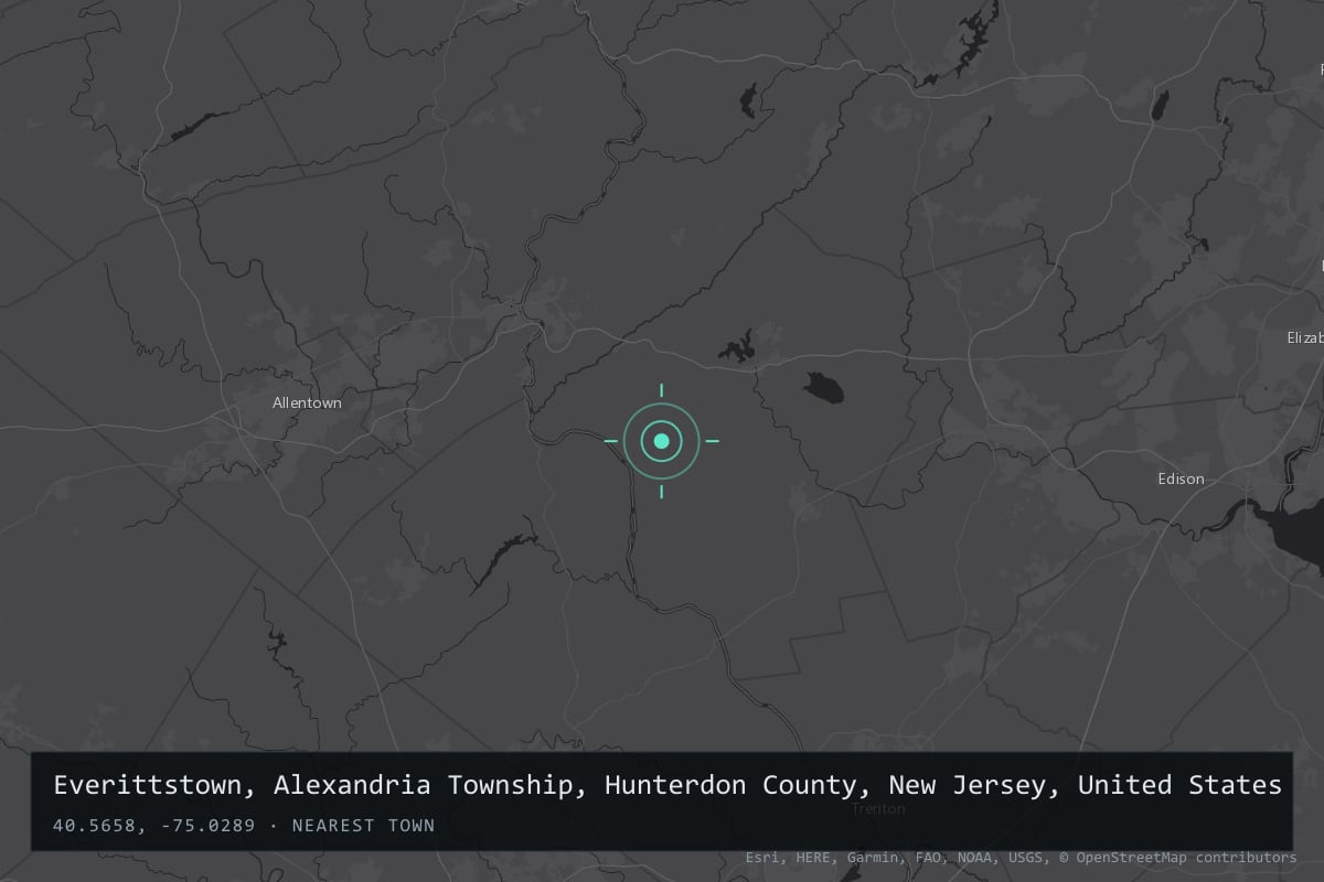 Where it happened: Everittstown, Alexandria Township, Hunterdon County, New Jersey, United States