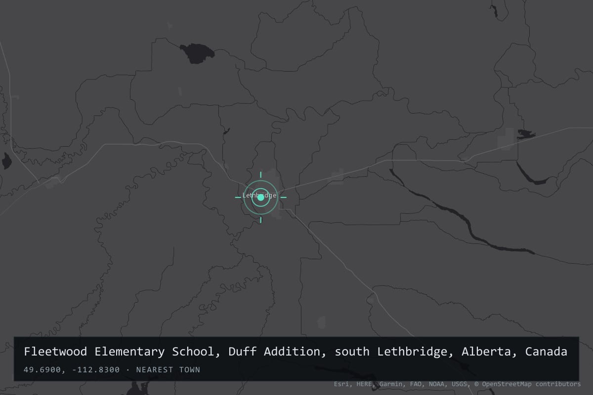 Where it happened: Fleetwood Elementary School, Duff Addition, south Lethbridge, Alberta, Canada