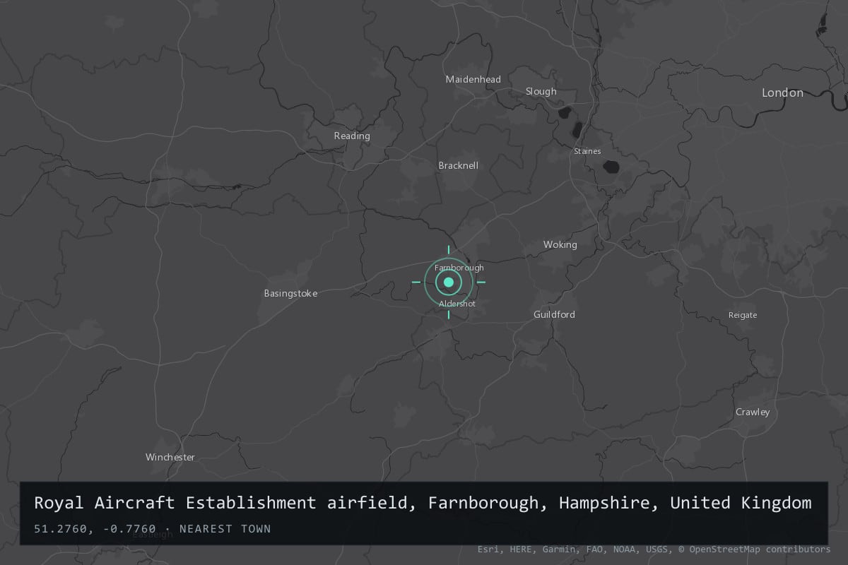 Where it happened: Royal Aircraft Establishment airfield, Farnborough, Hampshire, United Kingdom