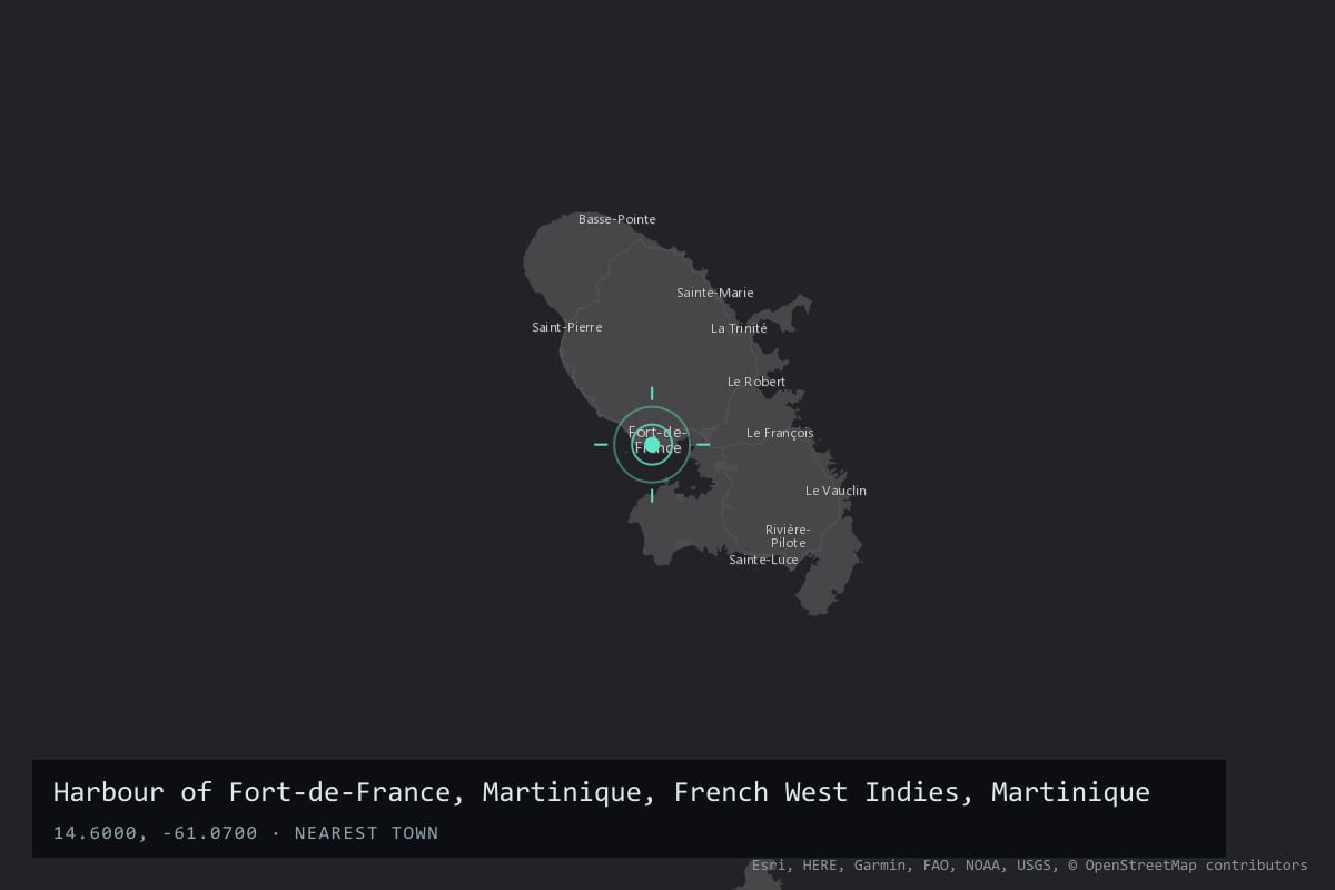 Where it happened: Harbour of Fort-de-France, Martinique, French West Indies, Martinique