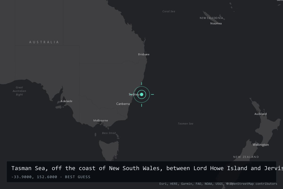 Where it happened: Tasman Sea, off the coast of New South Wales, between Lord Howe Island and Jervis Bay (estimated about 80 miles east of Sydney), International waters