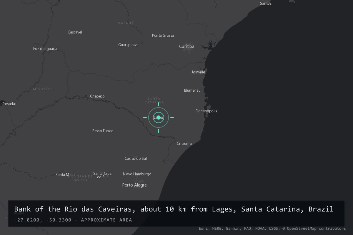 Where it happened: Bank of the Rio das Caveiras, about 10 km from Lages, Santa Catarina, Brazil