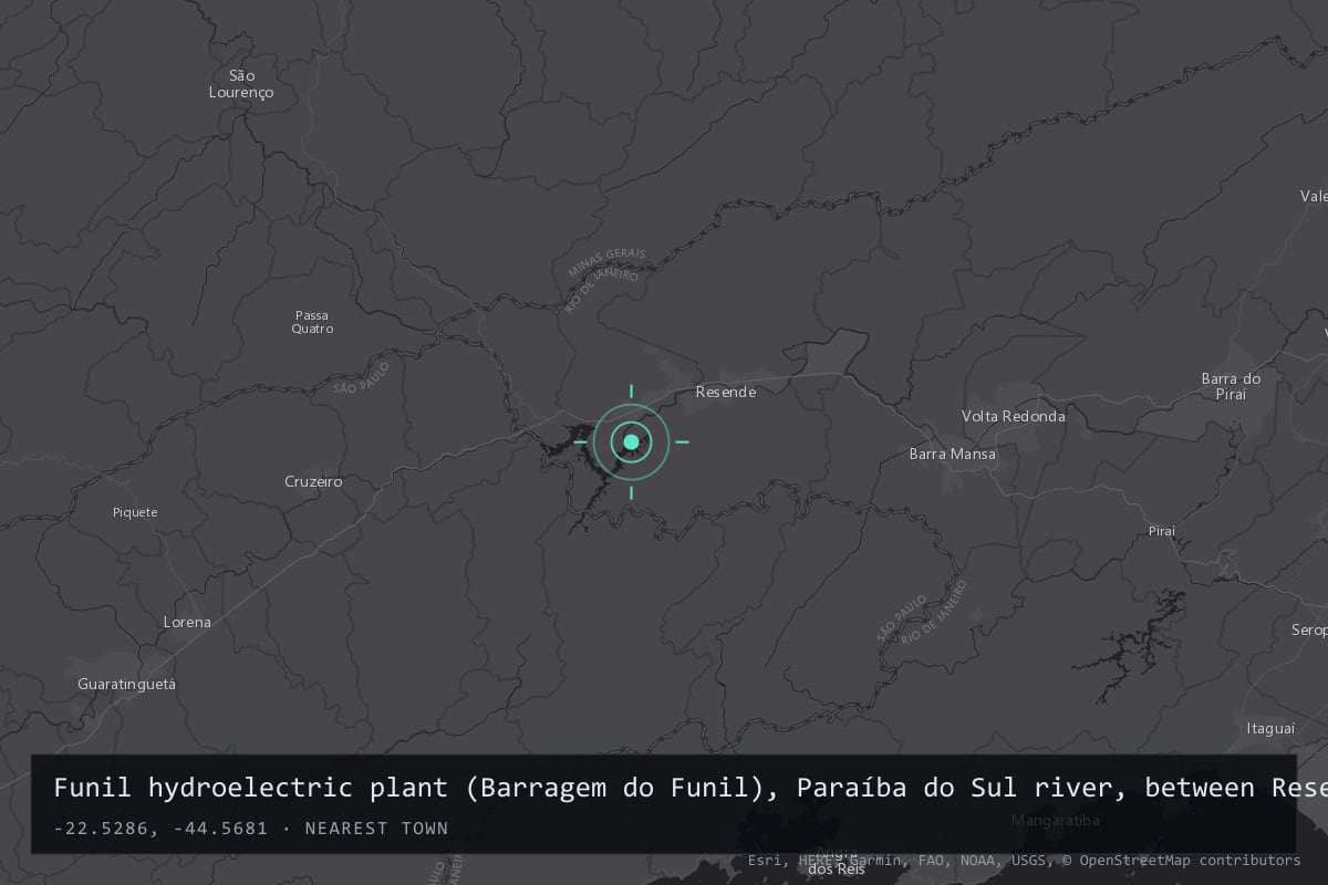 Where it happened: Funil hydroelectric plant (Barragem do Funil), Paraíba do Sul river, between Resende and Itatiaia, Rio de Janeiro state, Brazil