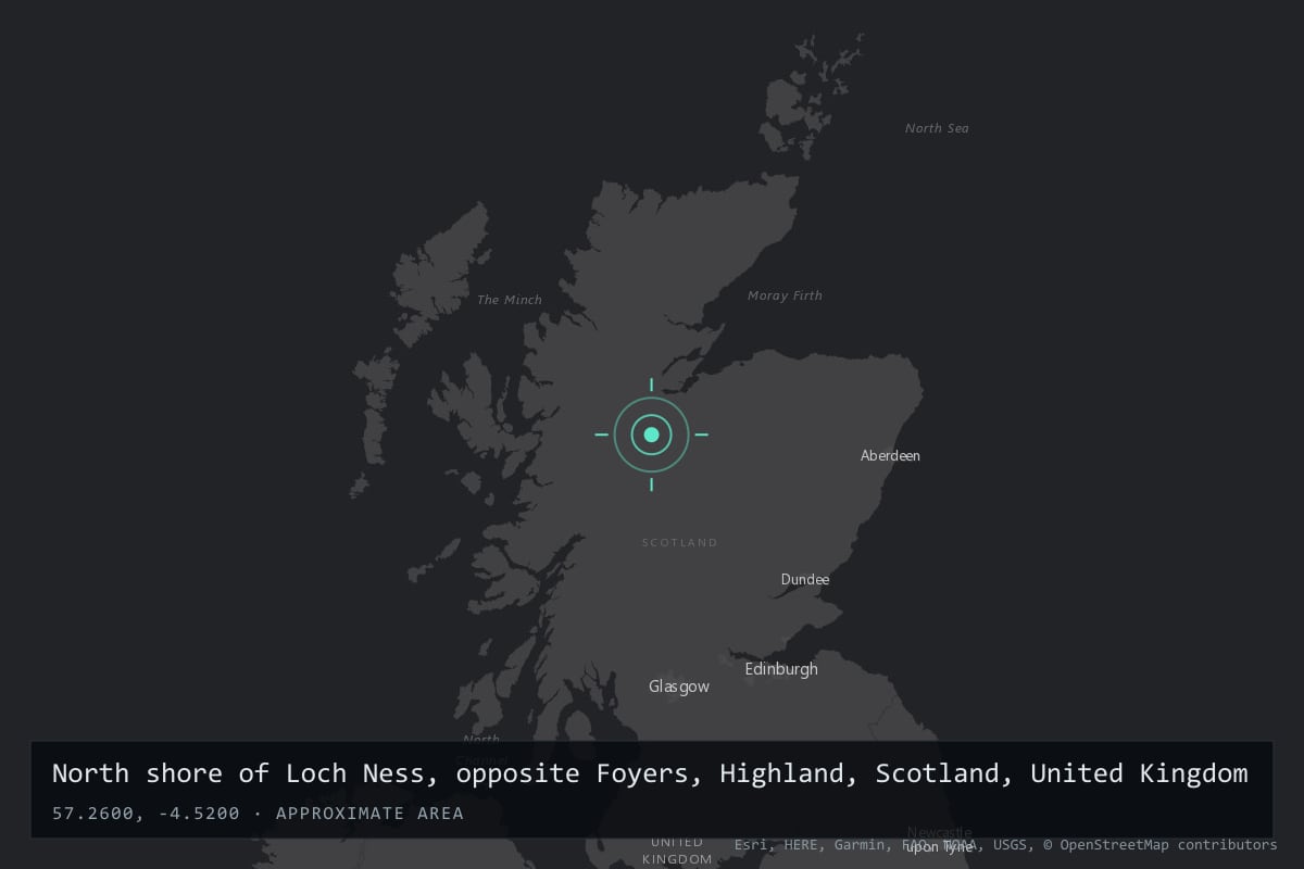 Where it happened: North shore of Loch Ness, opposite Foyers, Highland, Scotland, United Kingdom