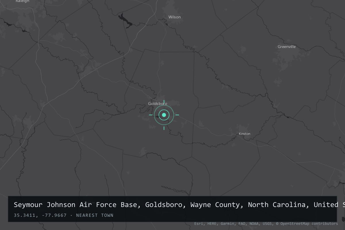 Where it happened: Seymour Johnson Air Force Base, Goldsboro, Wayne County, North Carolina, United States