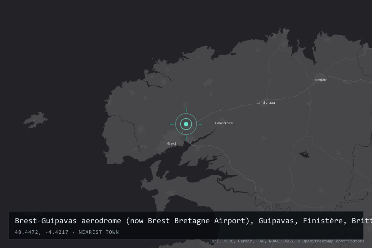 Where it happened: Brest-Guipavas aerodrome (now Brest Bretagne Airport), Guipavas, Finistère, Brittany, France