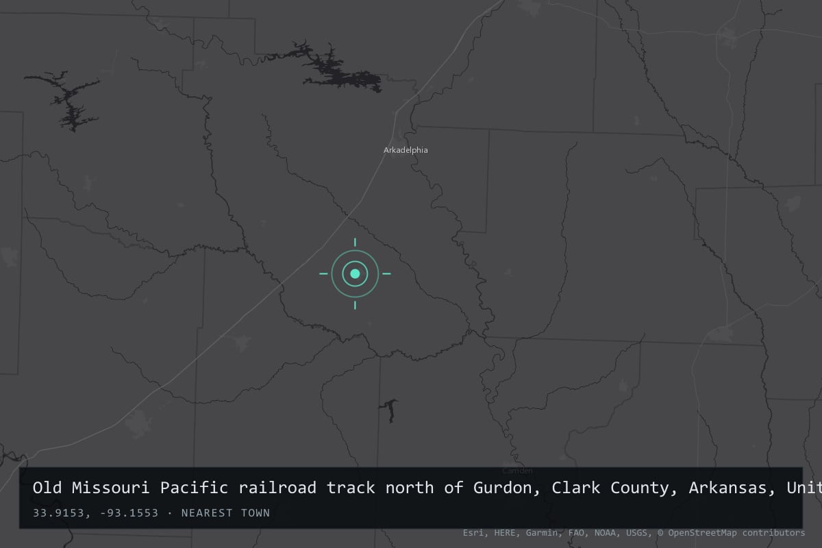 Where it happened: Old Missouri Pacific railroad track north of Gurdon, Clark County, Arkansas, United States