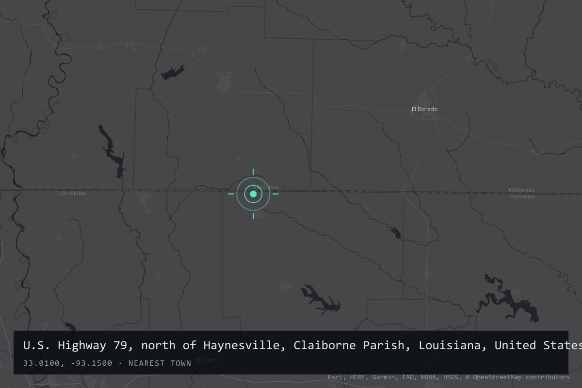 Where it happened: U.S. Highway 79, north of Haynesville, Claiborne Parish, Louisiana, United States