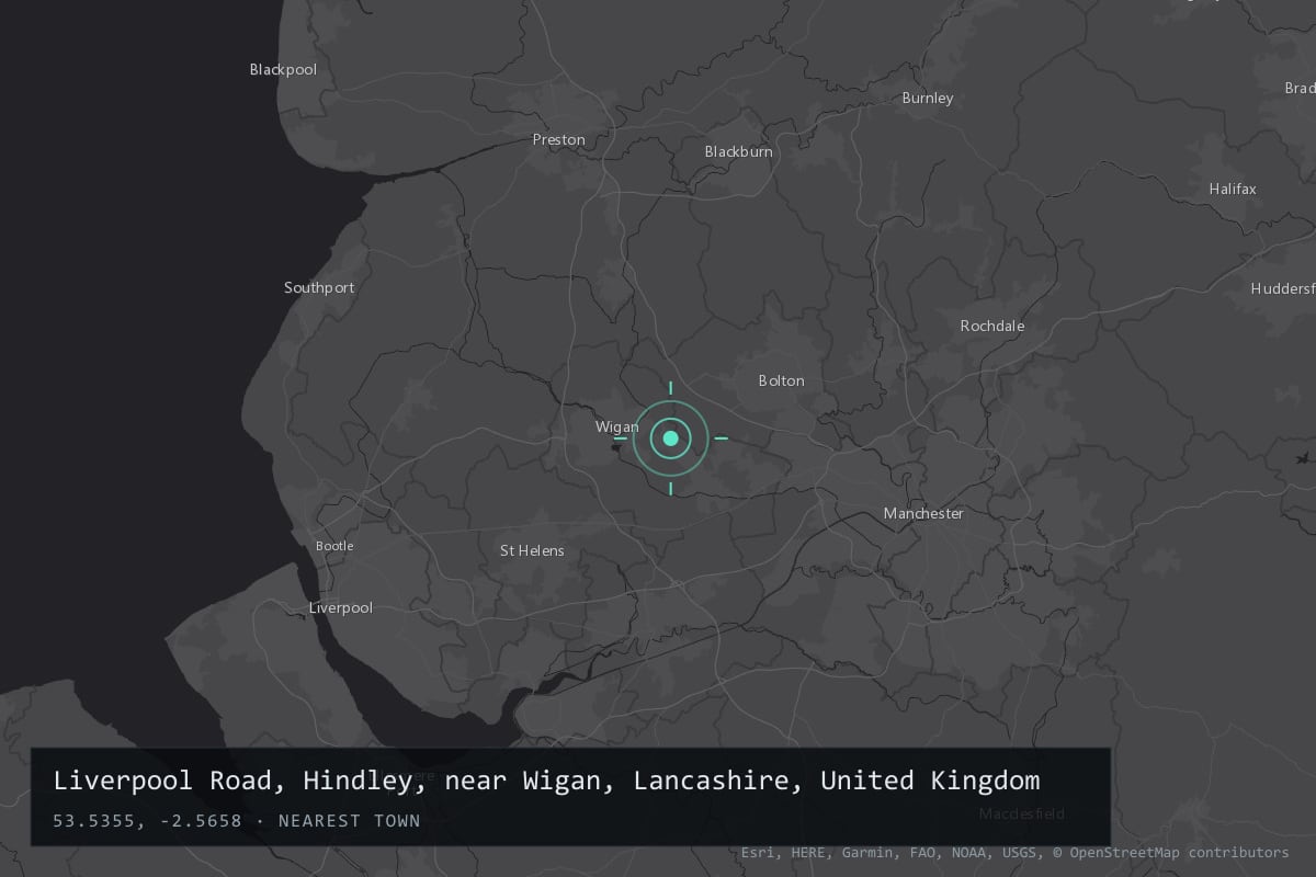 Where it happened: Liverpool Road, Hindley, near Wigan, Lancashire, United Kingdom